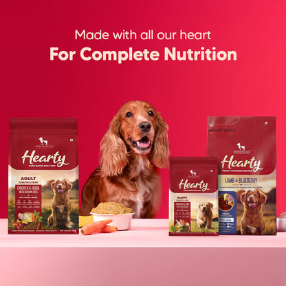 Hearty Lamb & Blueberry Oven-Baked Adult Dog Food by Heads Up for Tails, suitable for all breeds, 60% animal protein.