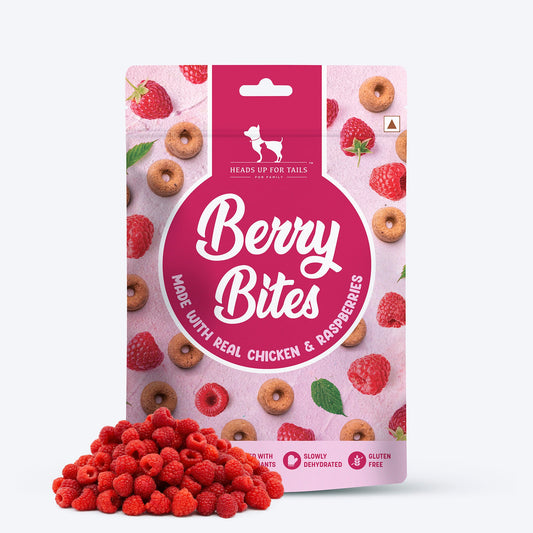 HUFT Berry Bites Made With Real Chicken & Raspberries Treat For Dogs - 140 g - Heads Up For Tails