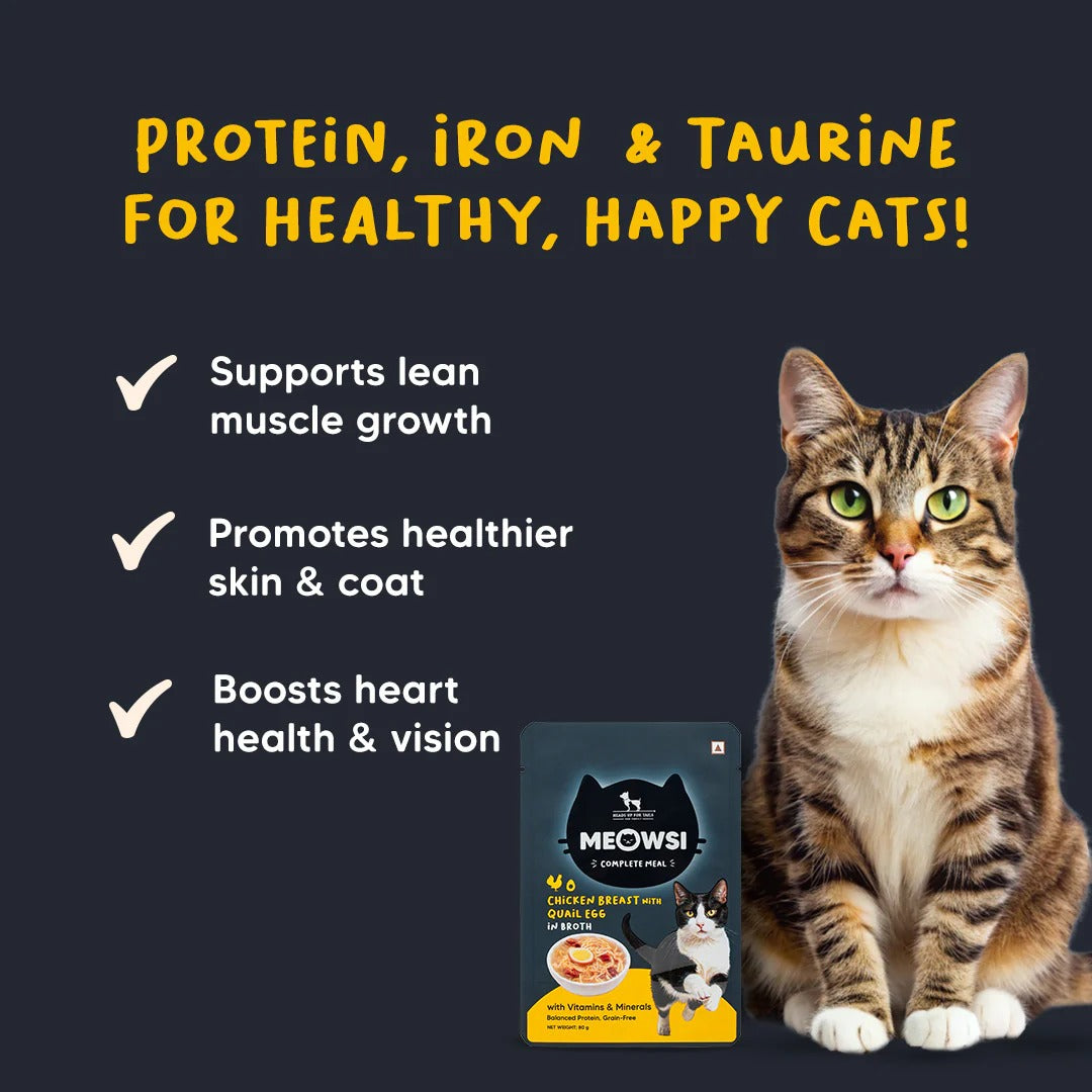 Meowsi Chicken Breast & Quail Egg in Broth Wet Cat Food 80g
