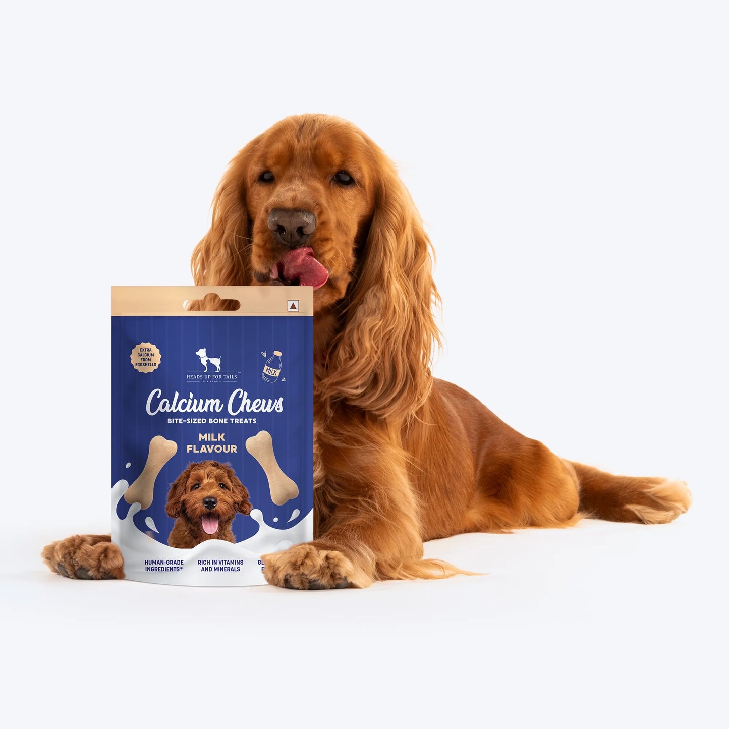 HUFT Calcium Chews Bite-Sized Bone Treats For Dog - Milk Flavour - 200 gm