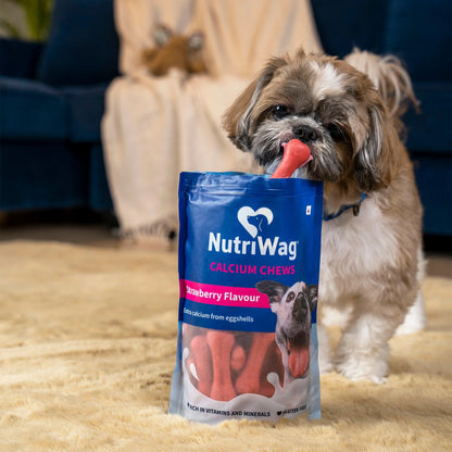 NutriWag Strawberry Calcium Chew Bones Treats For Dog