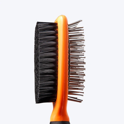 HUFT Double Sided Brush For Dogs - Orange & Black - L