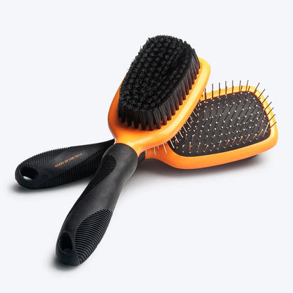 HUFT Double Sided Brush For Dogs - Orange & Black - L