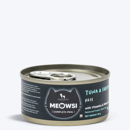Meowsi Tuna & Shrimp Pâté Can Wet Cat Food Grain-Free 80g