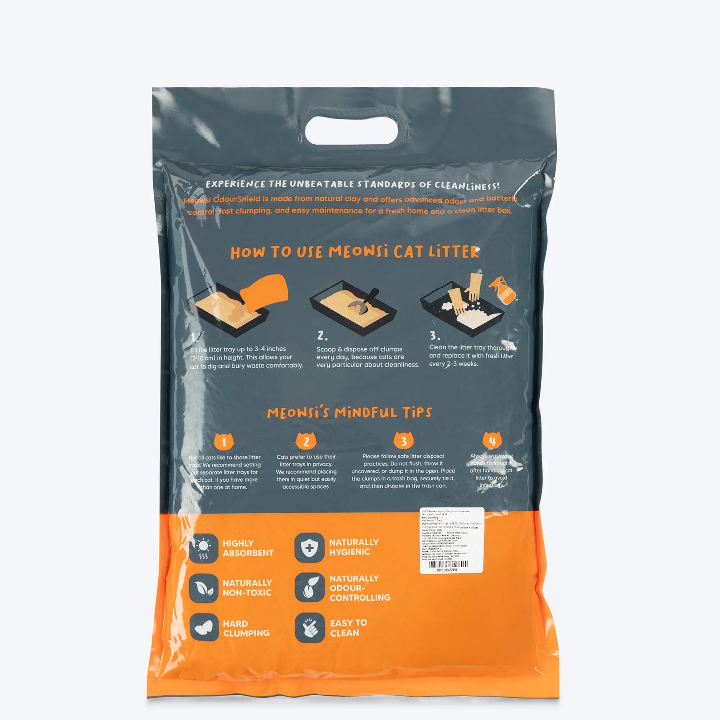 Meowsi By HUFT OdourShield Unscented Cat Litter Activated Carbon 5kg