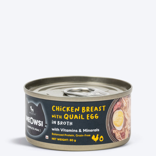 Meowsi Chicken Breast & Quail Egg in Broth Cat Food 80g