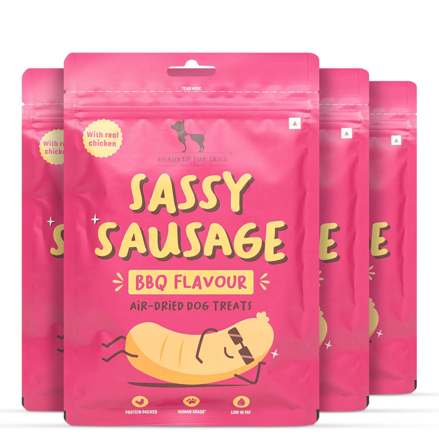 HUFT Sassy Sausage BBQ With Real Chicken Air-Dried Dog Treats - 100 g - Heads Up For Tails