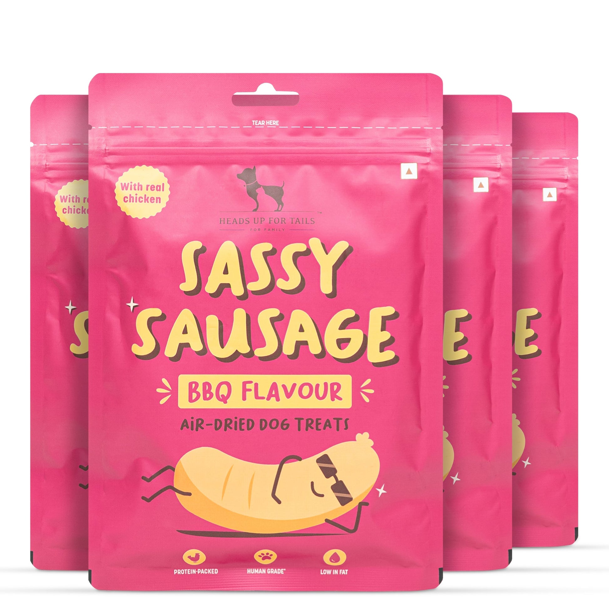 HUFT Sassy Sausage BBQ With Real Chicken Air-Dried Dog Treats - 100 g - Heads Up For Tails