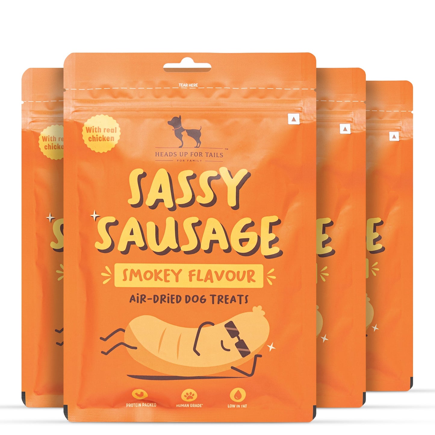 HUFT Sassy Sausage Smokey With Real Chicken Air-Dried Dog Treats - 100 g - Heads Up For Tails