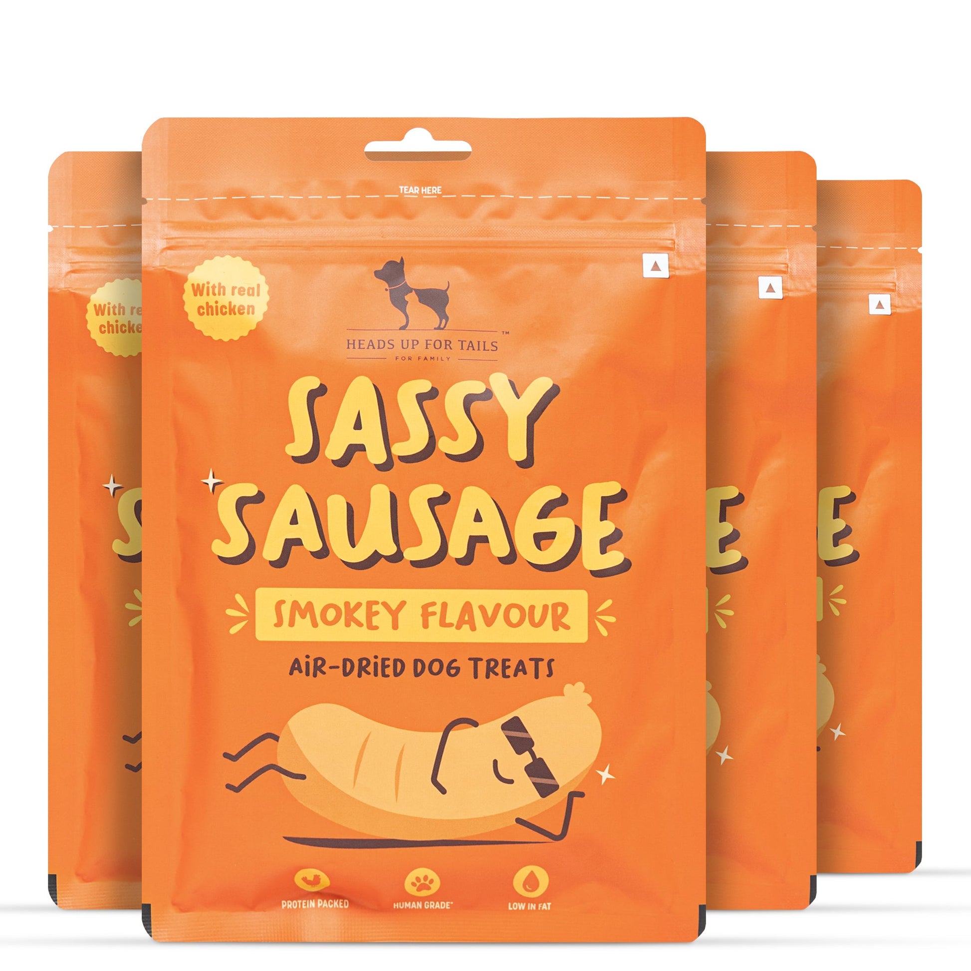 HUFT Sassy Sausage Smokey With Real Chicken Air-Dried Dog Treats - 100 g - Heads Up For Tails