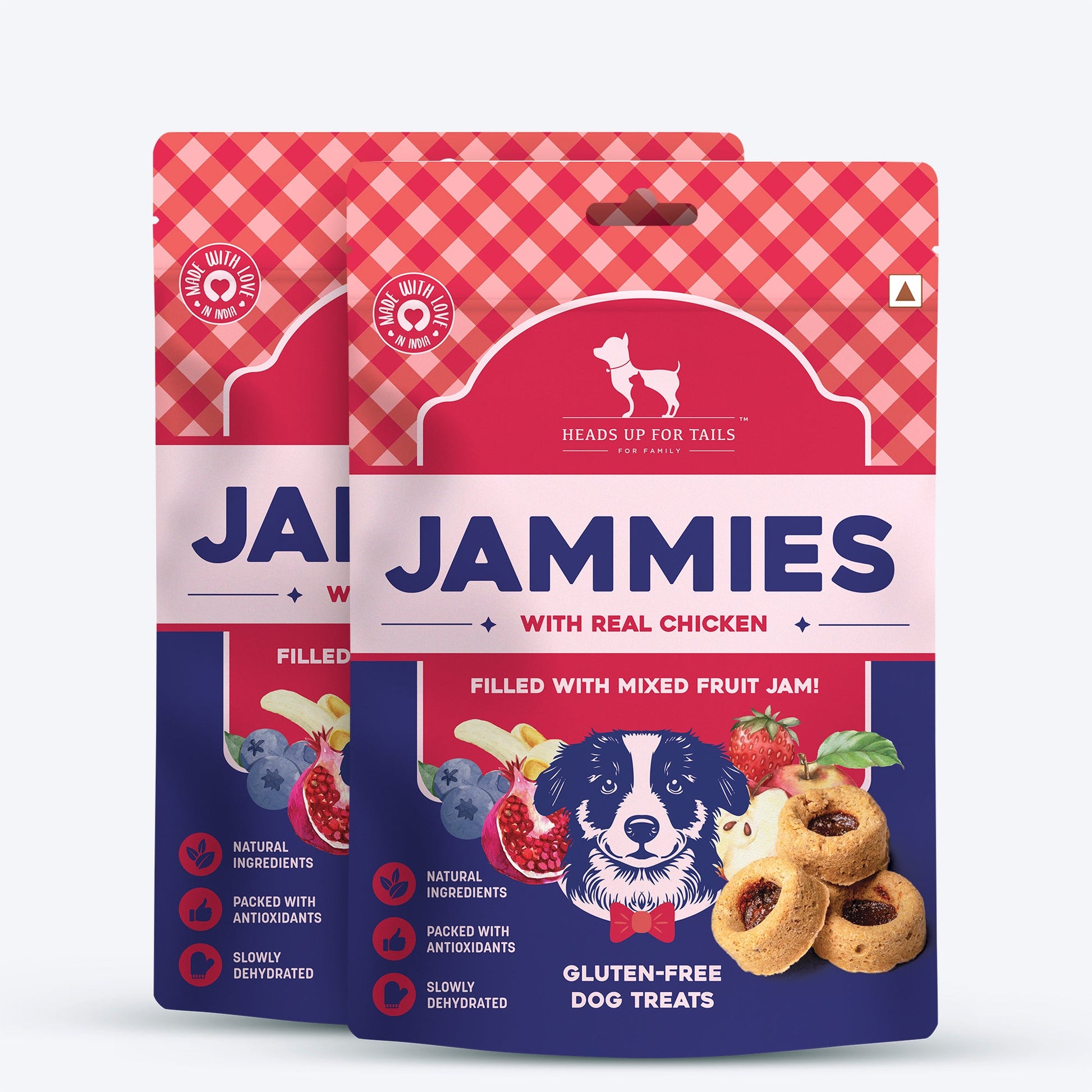 HUFT Jammies With Real Chicken Filled With Mixed Fruit Jam Treat For Dogs - 100 g - Heads Up For Tails