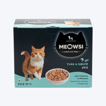 Meowsi Tuna & Shrimp Pate Wet Cat Food Grain-Free 80g