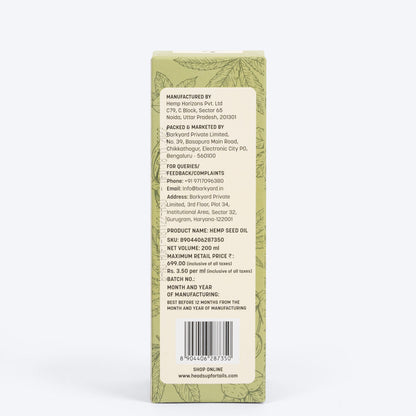 HUFT Cold Pressed Hemp Seed Oil For Dogs and Cats - 200 ml - Heads Up For Tails