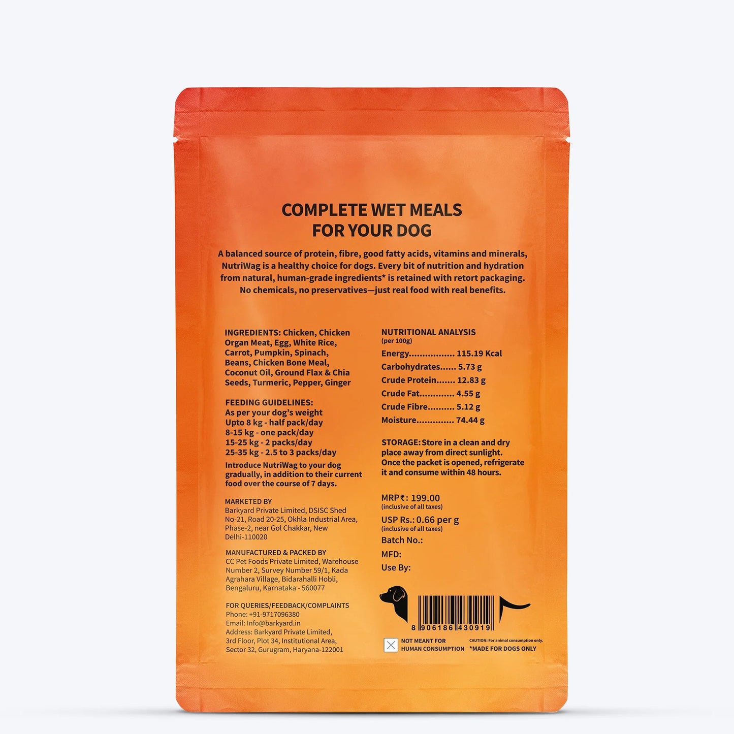 NutriWag Complete Wet Meals With Chicken, Rice & Pumpkin For Dog