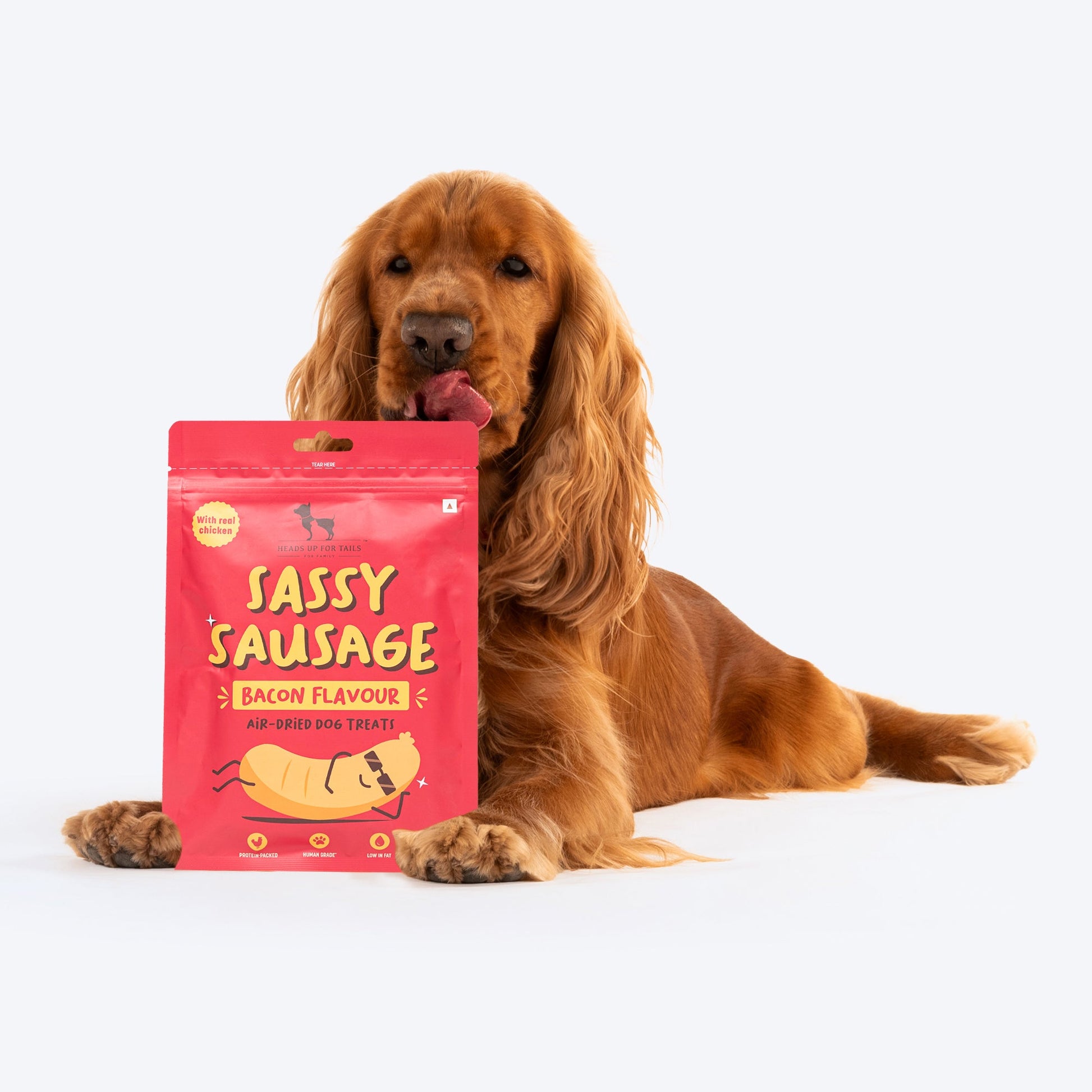 HUFT Sassy Sausage Bacon With Real Chicken Air-Dried Dog Treats - 100 g - Heads Up For Tails