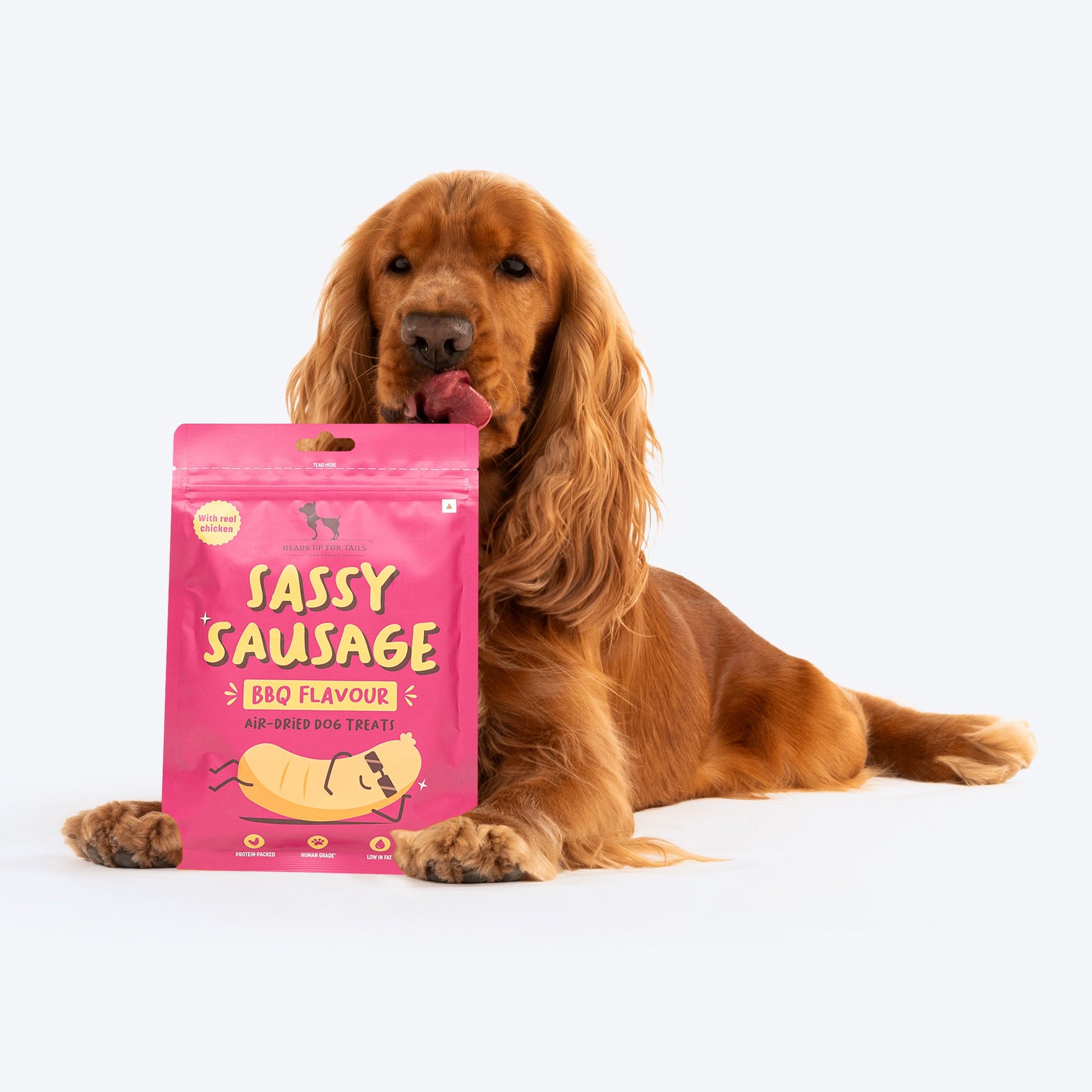 HUFT Sassy Sausage BBQ With Real Chicken Air-Dried Dog Treats - 100 g - Heads Up For Tails