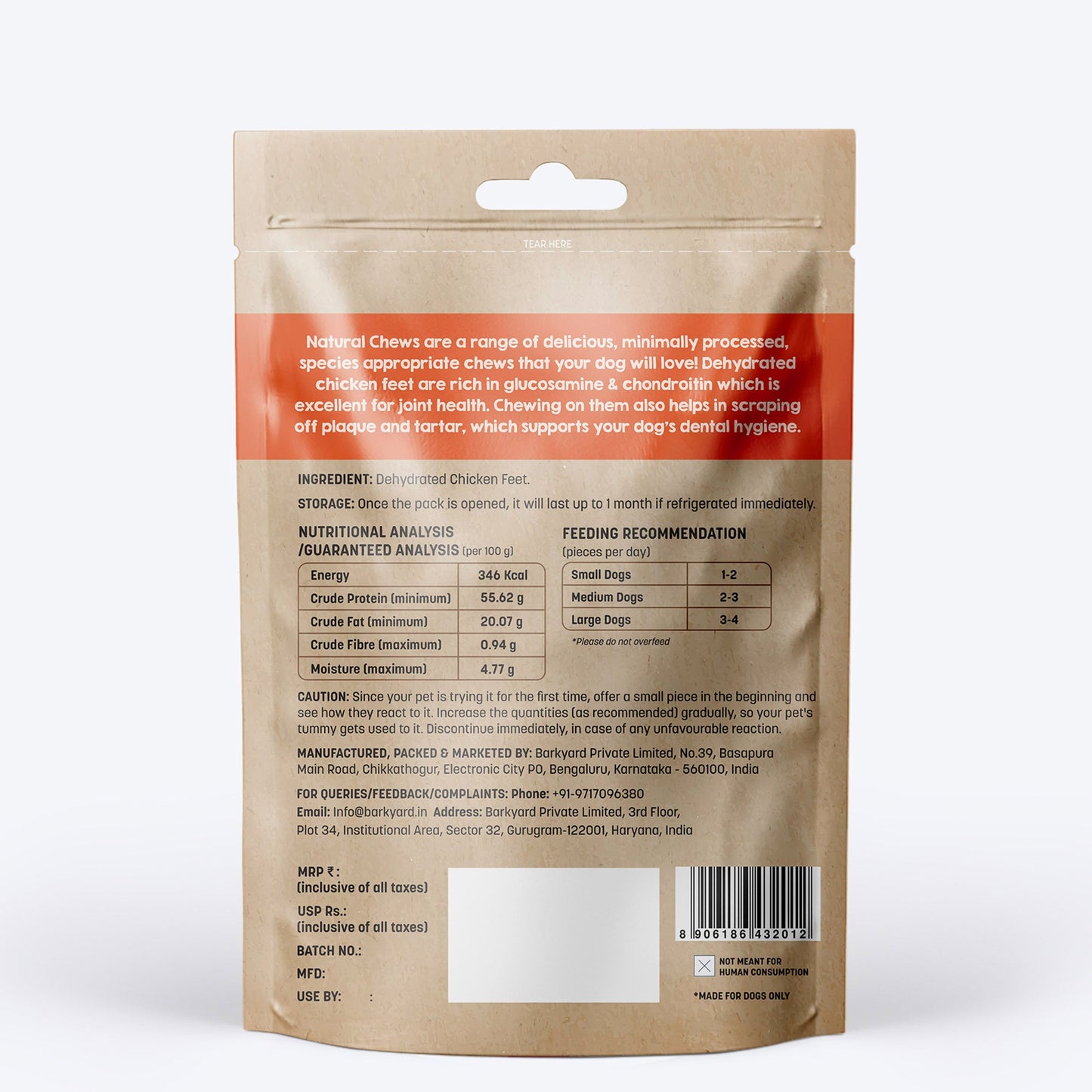 HUFT Natural Chews - Dehydrated Chicken Feet - 80 g - 8 Pcs