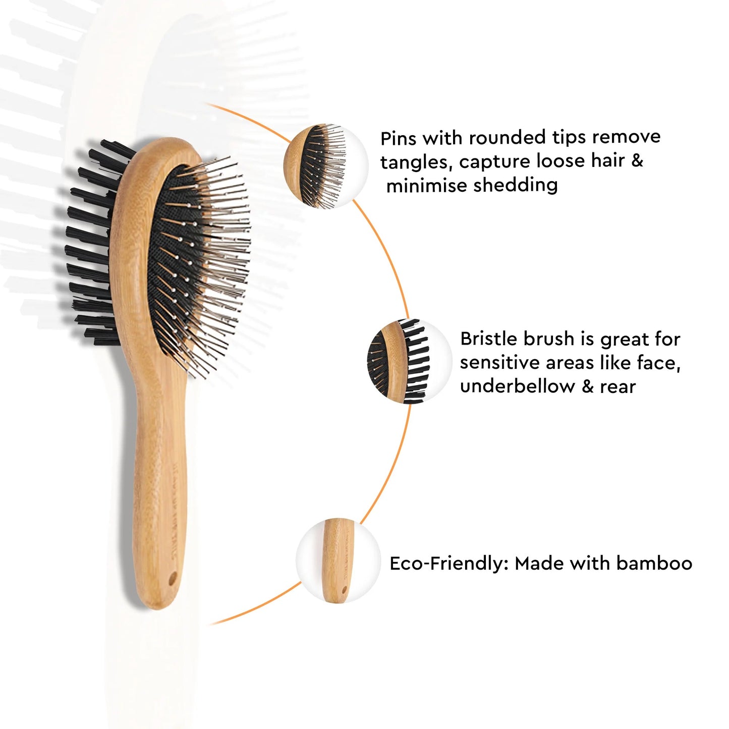 HUFT Bamboo Double Sided Brush For Dogs