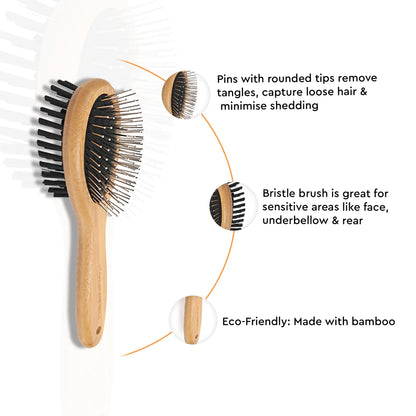 HUFT Bamboo Double Sided Brush For Dogs