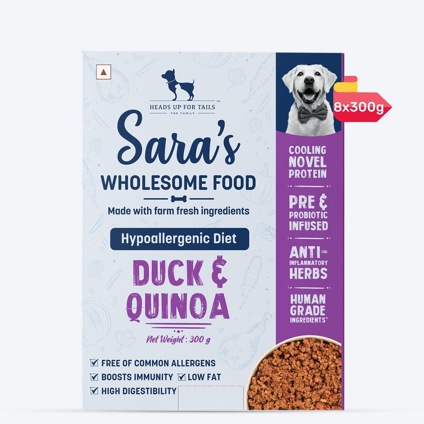 HUFT Sara's Wholesome Hypoallergenic Diet Duck & Quinoa Dog Wet Food - 300 g - Heads Up For Tails