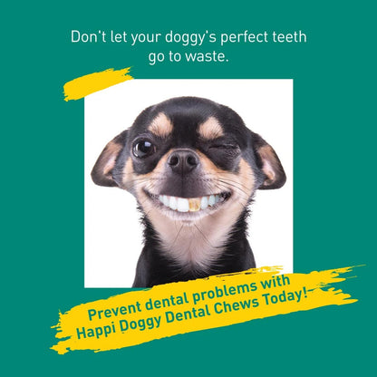 Happi Doggy Vegetarian Dental Chew - Zest - Orange - Petite - 2.5 inch - 150 g - 18 Pieces