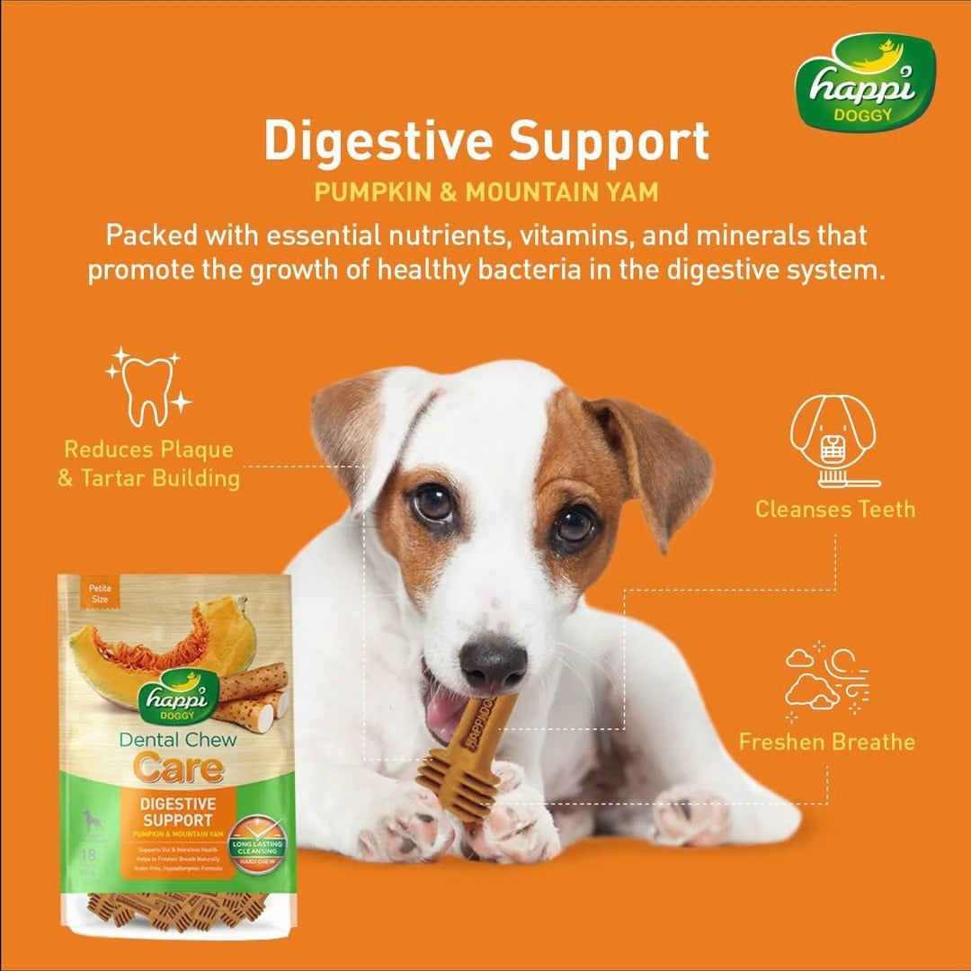 Happi Doggy Vegetarian Dental Chew (Digestive Support) - Pumpkin & Mountain Yam (Singles) - 25 g