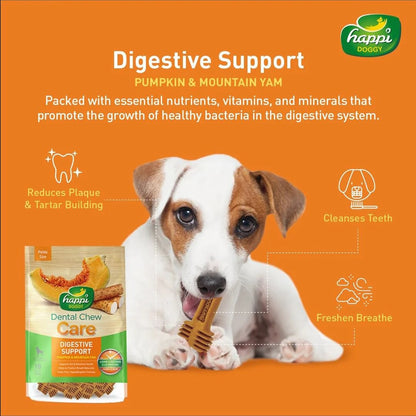 Happi Doggy Vegetarian Dental Chew (Digestive Support) - Pumpkin & Mountain Yam (Singles) - 25 g