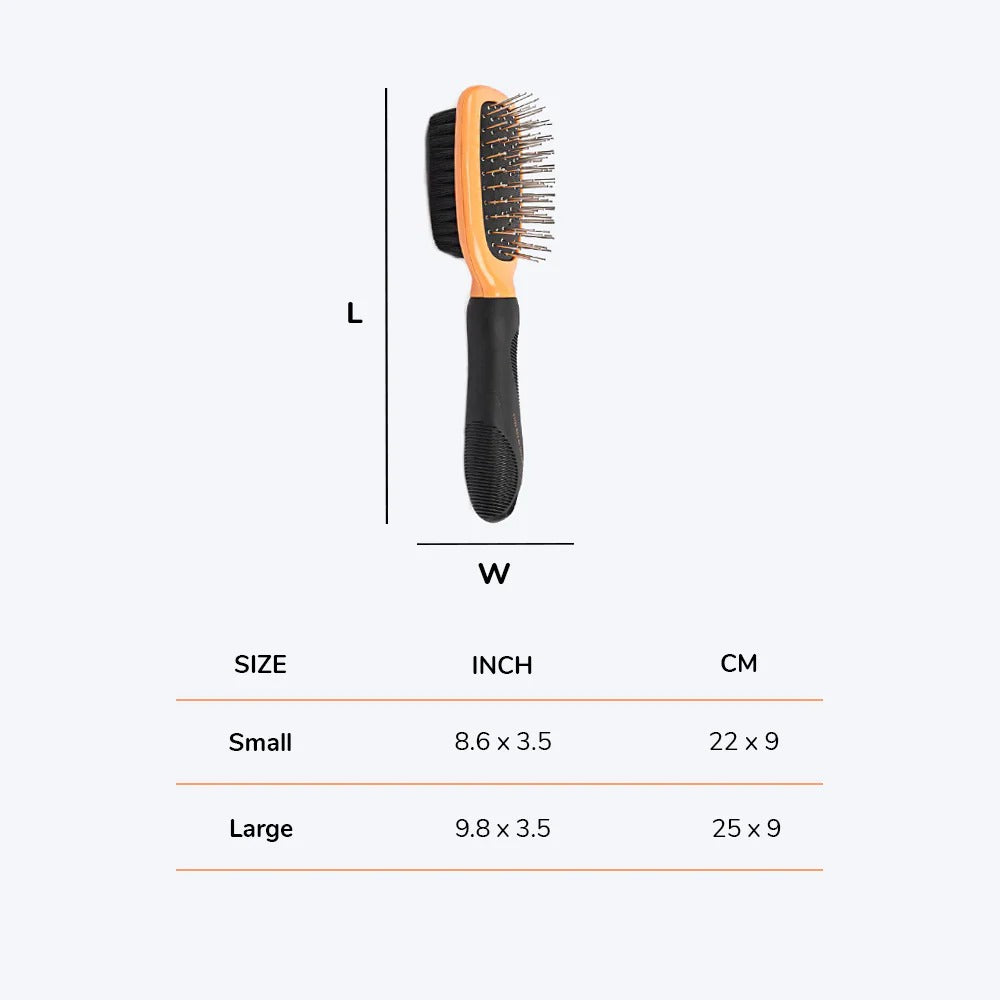 HUFT Double Sided Brush For Dogs - Orange & Black - L