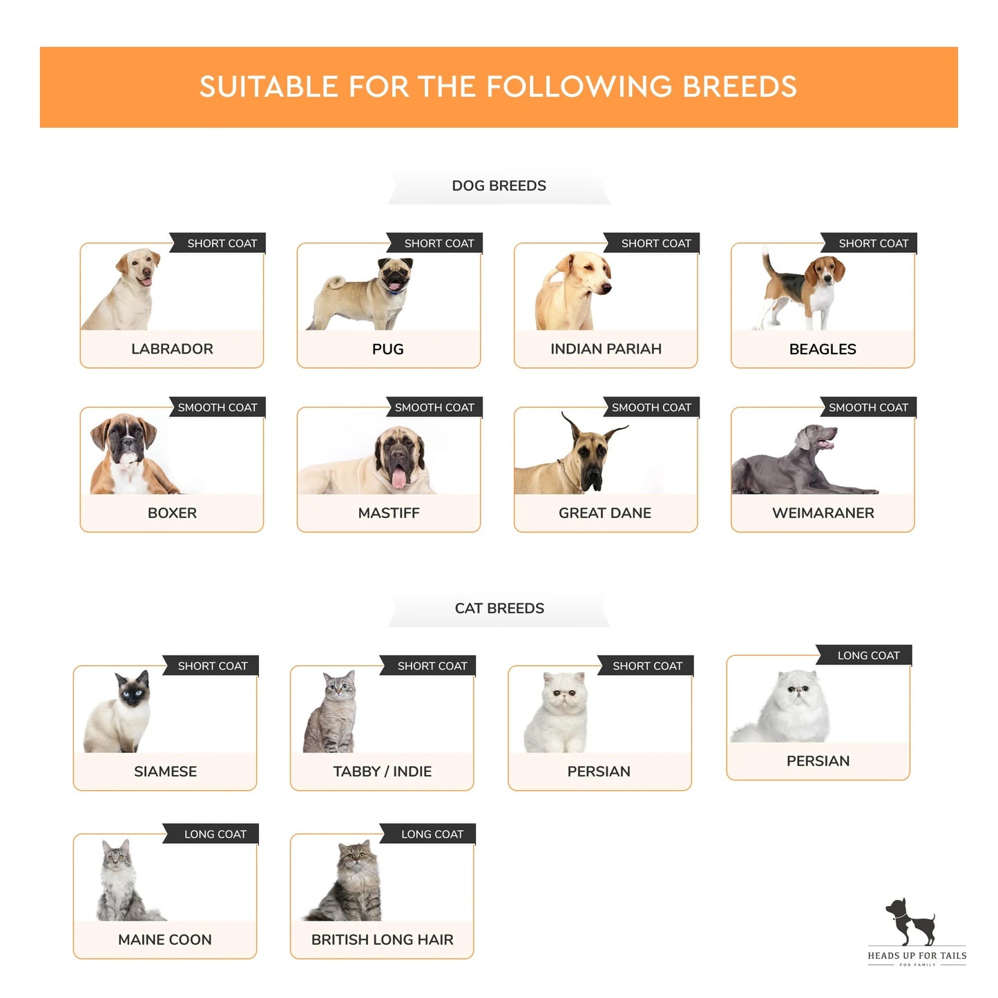 HUFT Double Sided Brush For Dogs - Orange & Black - L