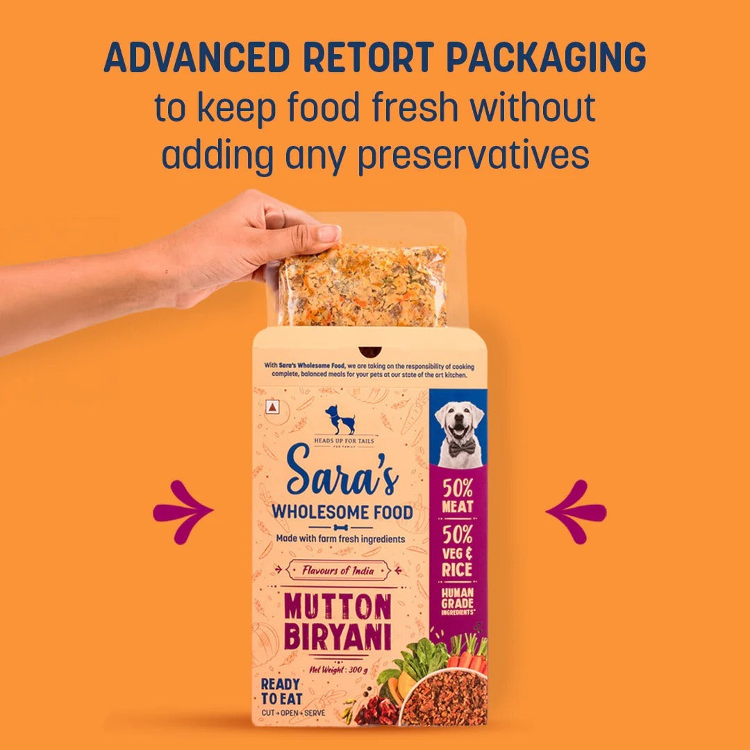 Sara's Wholesome Mutton Biryani Wet Dog Food Human-Grade