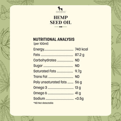HUFT Cold Pressed Hemp Seed Oil For Dogs and Cats - 200 ml - Heads Up For Tails