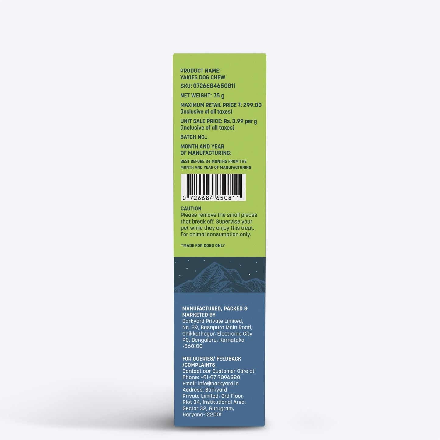 HUFT Yakies Vegetarian Natural Chew Bone - Mint - Heads Up For Tails