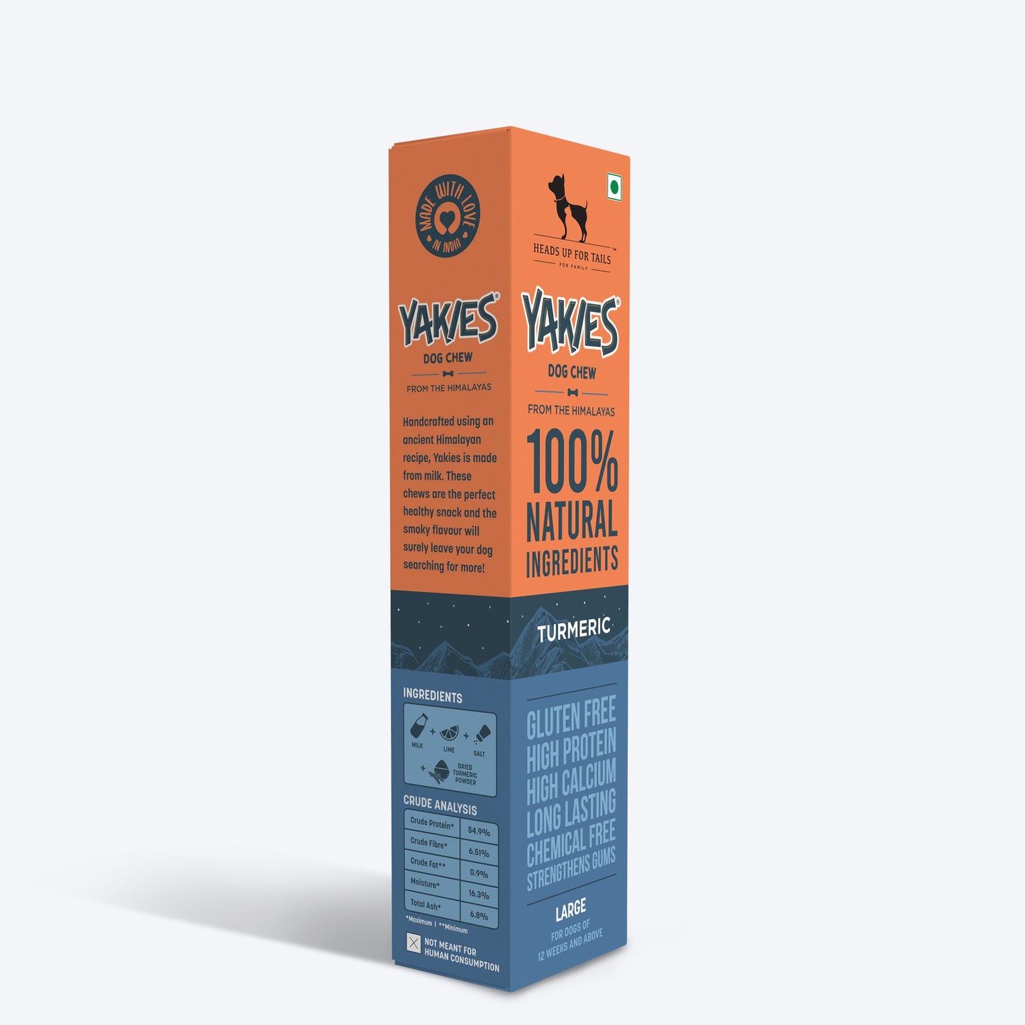 HUFT Yakies Vegetarian Natural Chew Bone - Turmeric - Heads Up For Tails