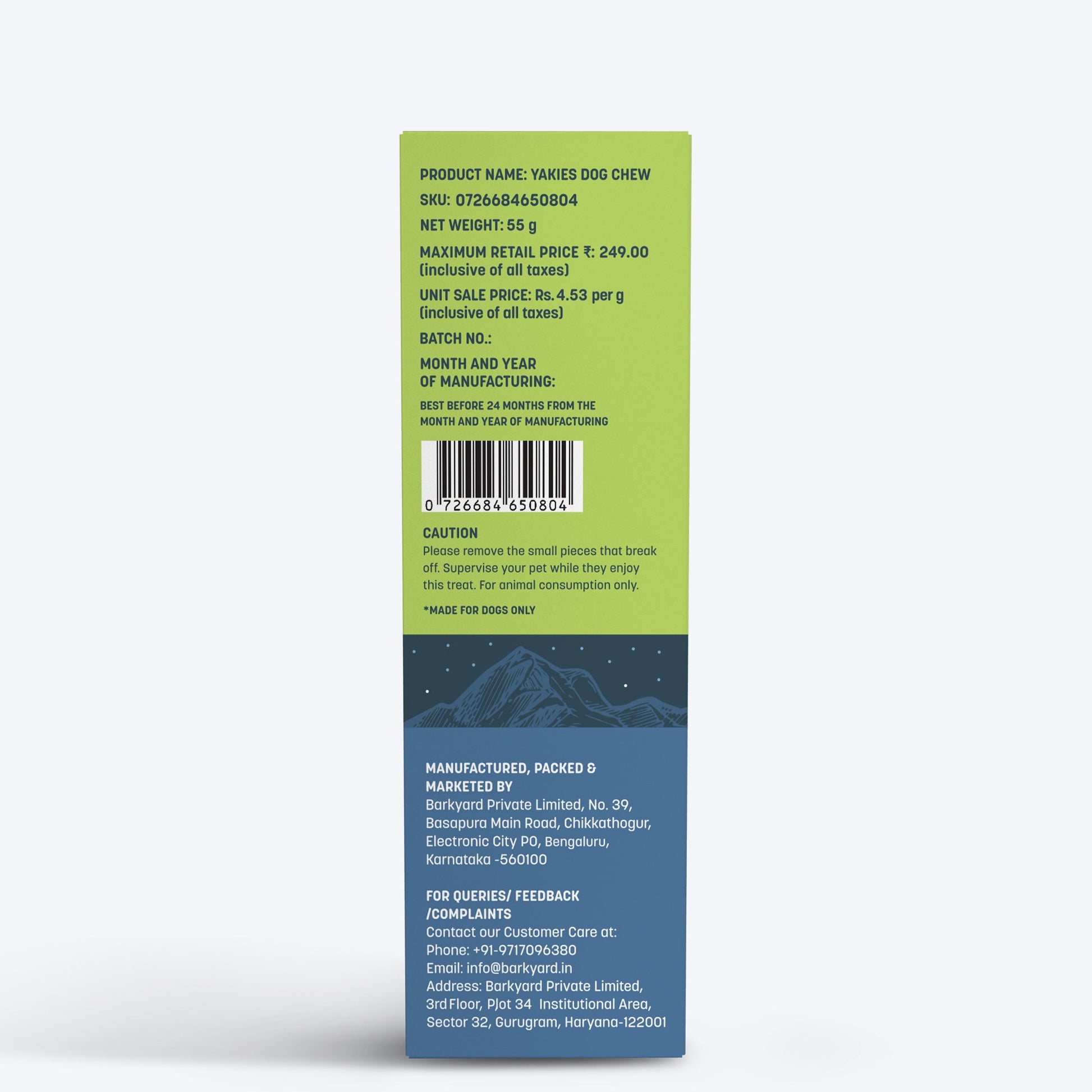 HUFT Yakies Vegetarian Natural Chew Bone - Mint - Heads Up For Tails