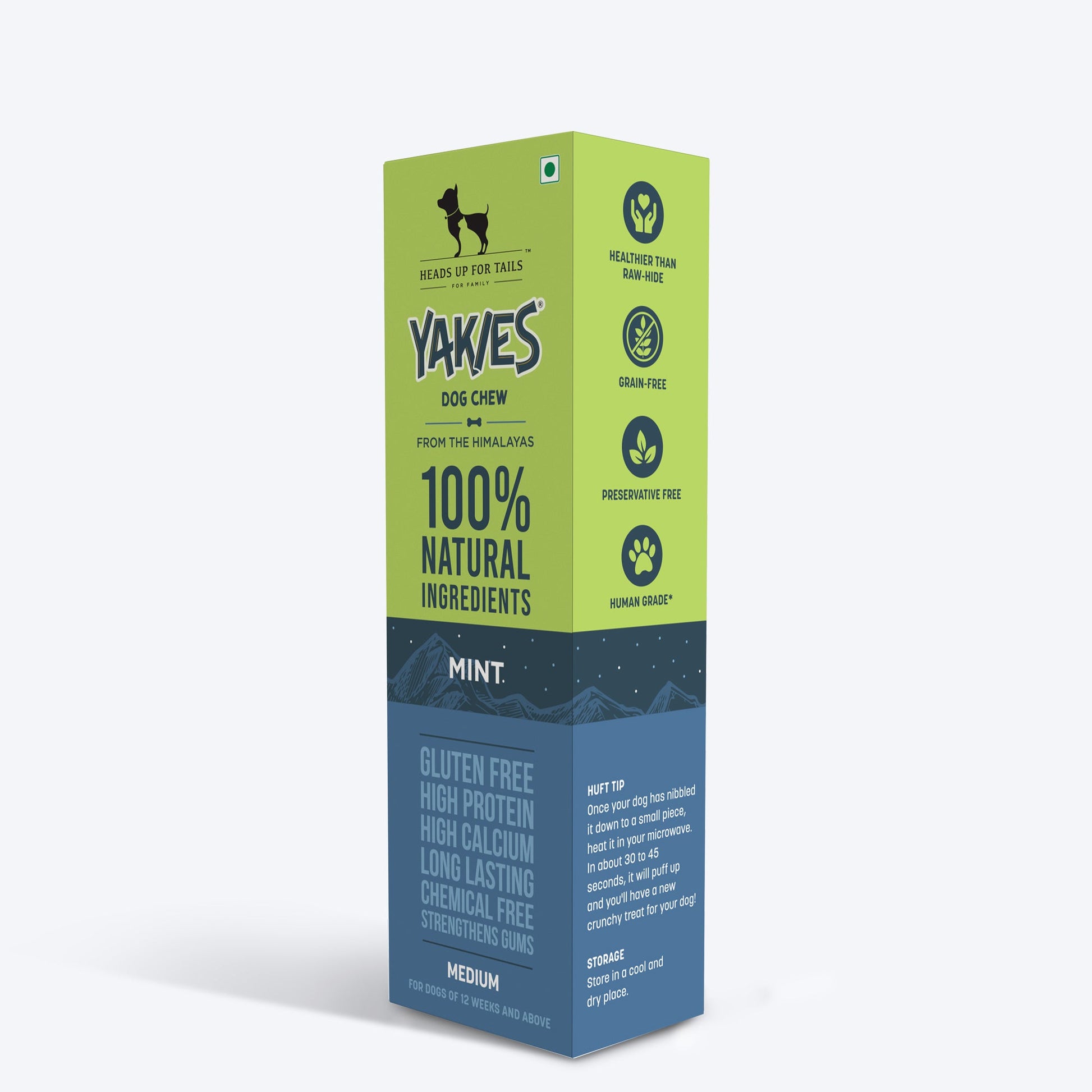 HUFT Yakies Vegetarian Natural Chew Bone - Mint - Heads Up For Tails