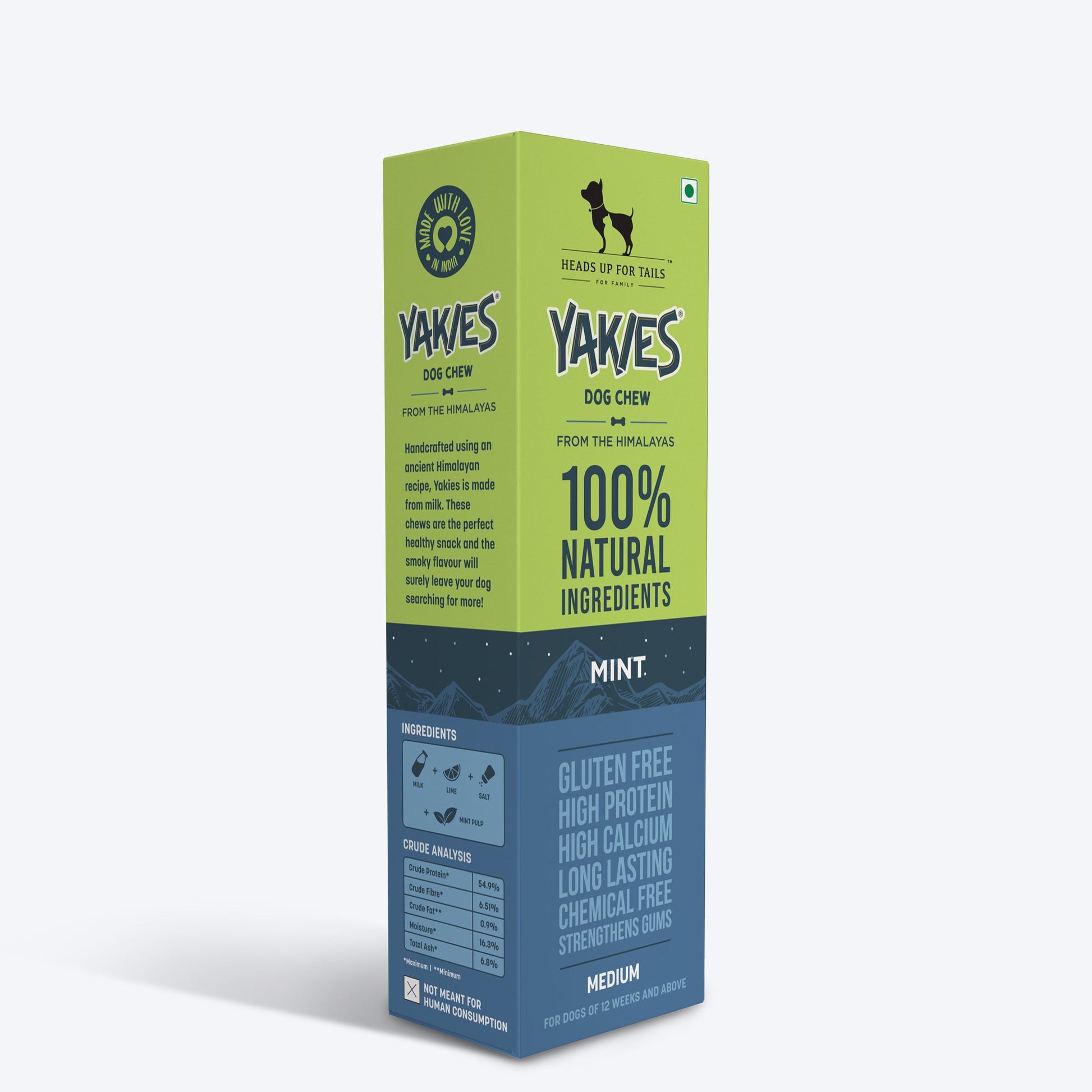 HUFT Yakies Vegetarian Natural Chew Bone - Mint - Heads Up For Tails