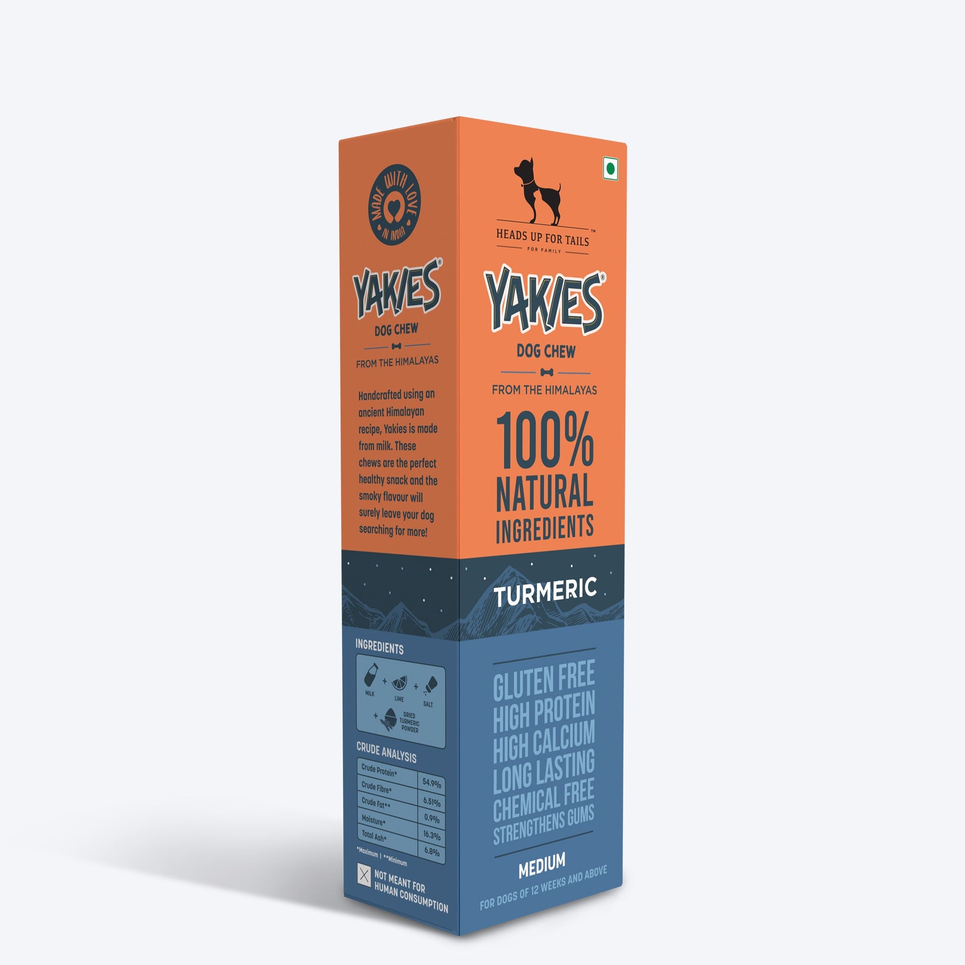HUFT Yakies Vegetarian Natural Chew Bone - Turmeric - Heads Up For Tails