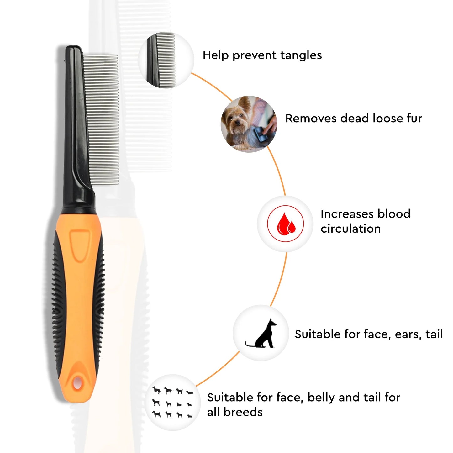 HUFT Narrow Tooth Comb For Dogs & Cats