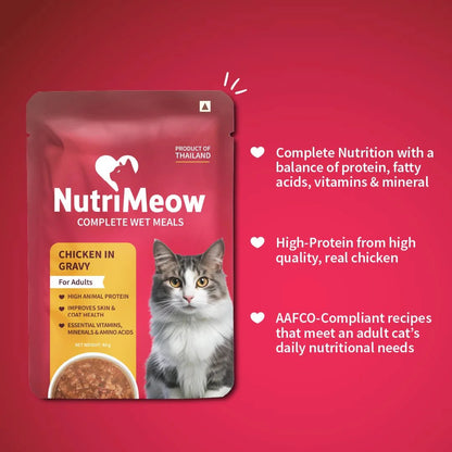 NutriMeow Chicken In Gravy Wet Food For Adult Cat - 80 gm