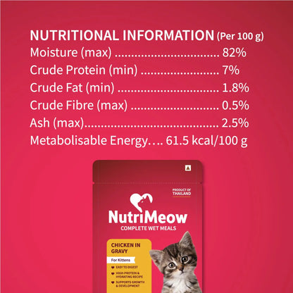NutriMeow Chicken in Gravy Wet Food For Kitten - 80 gm