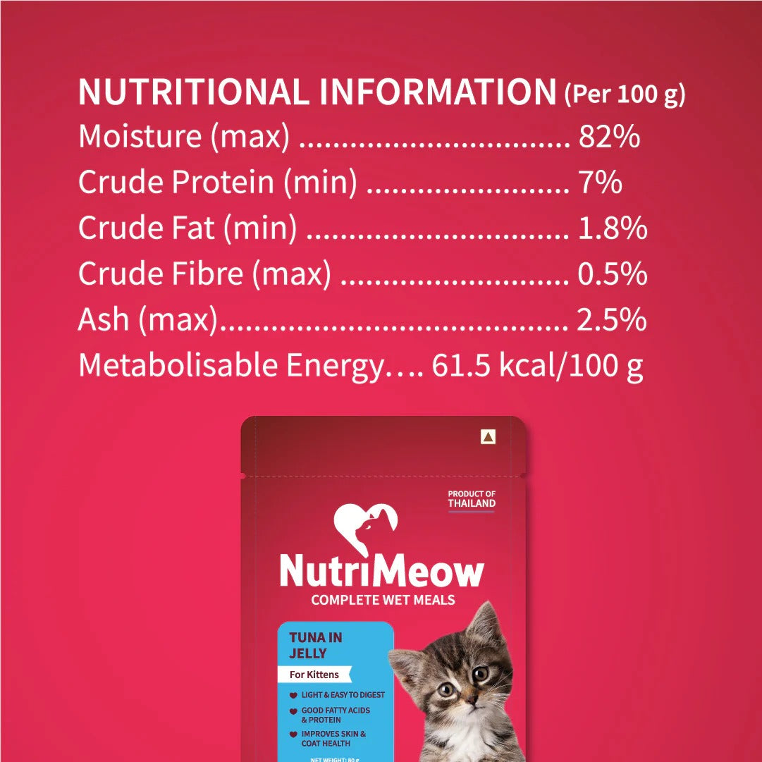 NutriMeow Tuna In Jelly Wet Food For Kitten - 80 gm