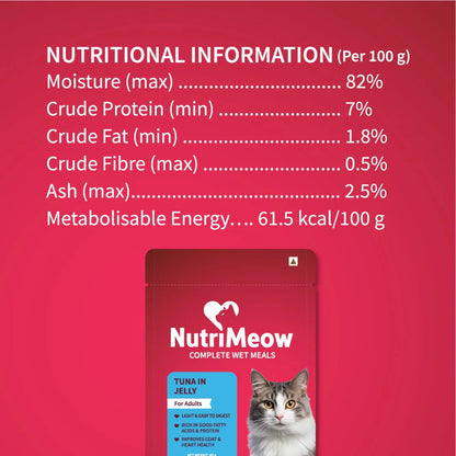 NutriMeow Tuna In Jelly Wet Food For Adult Cat - 80 gm