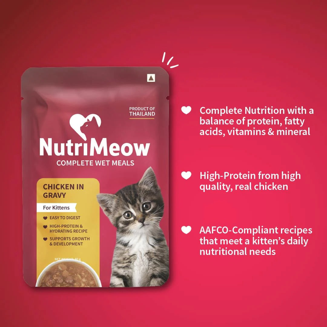 NutriMeow Chicken in Gravy Wet Food For Kitten - 80 gm