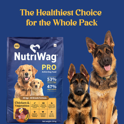 NutriWag Pro Active Chicken & Vegetable Dry Food For Dog - 20 kg - Heads Up For Tails