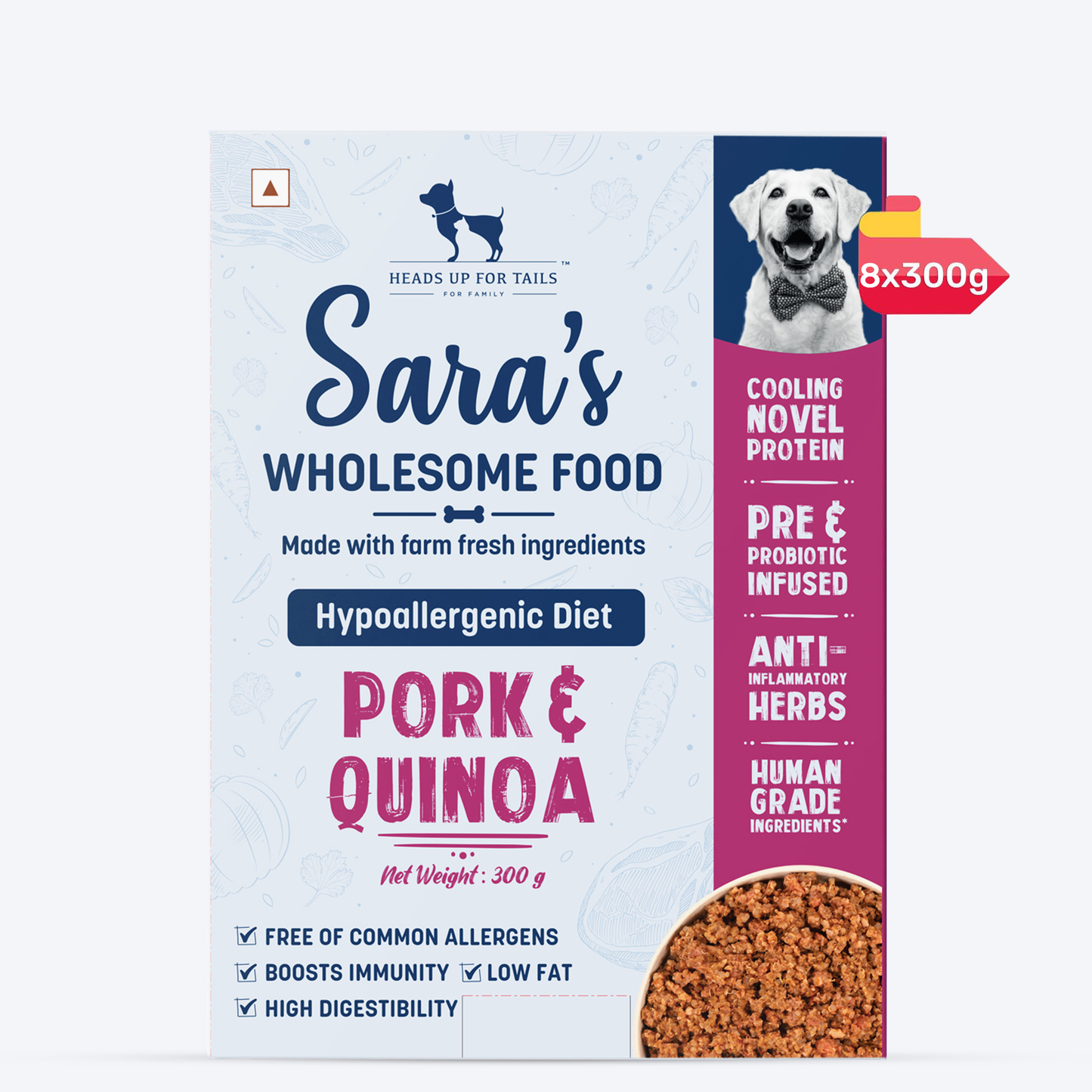 HUFT Sara's Wholesome Hypoallergenic Diet Pork & Quinoa Dog Wet Food - 300 g - Heads Up For Tails