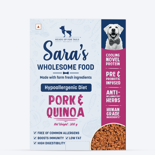 Sara's Wholesome Hypoallergenic Diet Pork & Quinoa Wet Food for Dogs – Human-Grade, Gluten-Free – 300 g