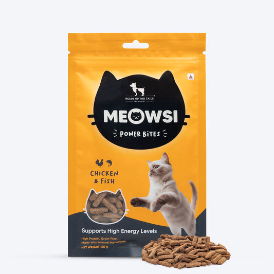Meowsi Chicken & Fish Power Bites Cat Treats Grain-Free - 50 g