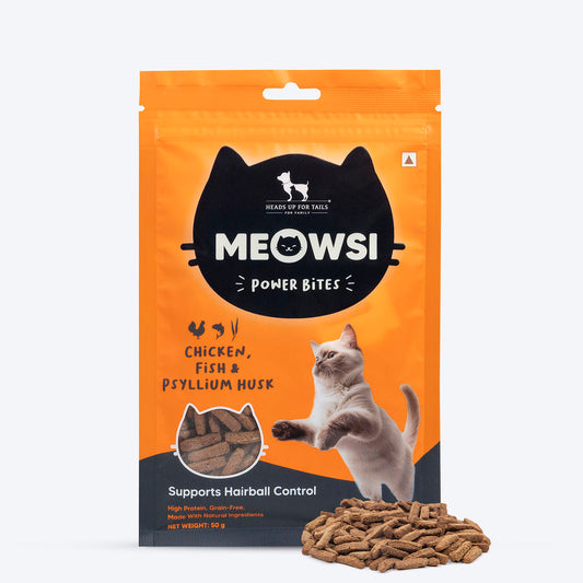 Meowsi Chicken, Fish & Psyllium Husk Power Bites Cat Treats - 50 g