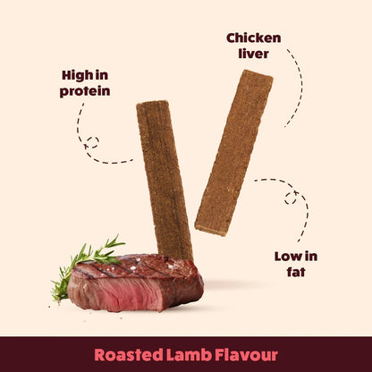 HUFT Chewbarks Dog Soft Chew Strips Treats - Roasted Lamb - 30 gm