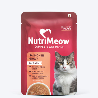 NutriMeow Salmon In Gravy Wet Food For Adult Cat - 80 gm